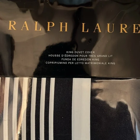 Ralph Lauren king size duvet, cover, striped white, and navy blue